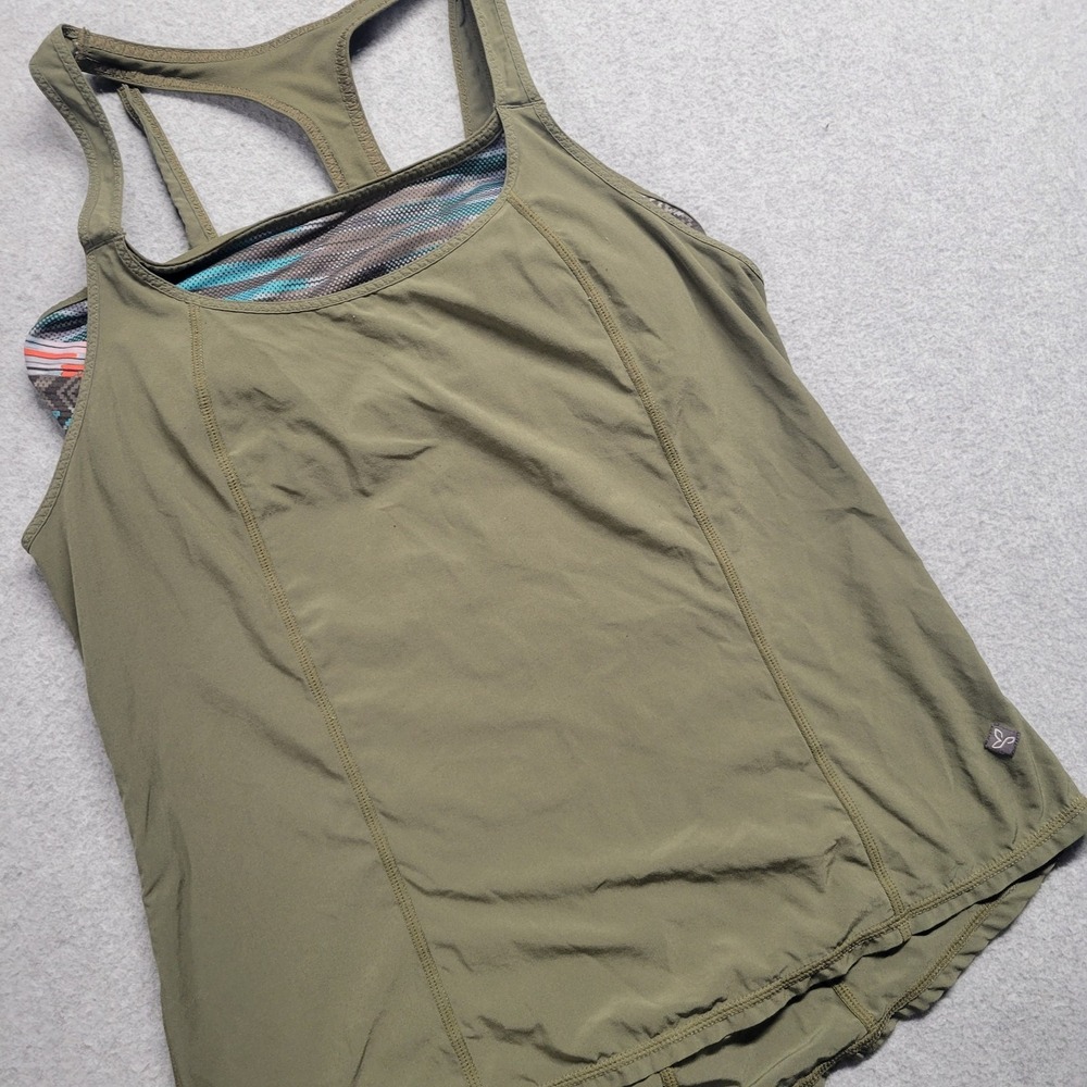 Prana Womens Olive Green Sway Tank Built In Bra Sleeveless Stretch Size XSmall - Picture 2 of 11